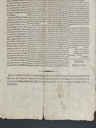 PROCEEDINGS Of The TOWN Of PROVIDENCE. Saturday, the 28th day of January, A. D. 1809.; The Resolutions of the Town of Providence, officially detailed below, were, after full discussion and mature deliberation, almost unanimously adopted by the most numerous Town-Meeting ever held in this Town.