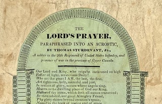 Item #51242 The LORD'S PRAYER, Paraphrased into an Acrostic.; By Thomas Sturdevant, Jr., A...