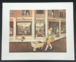 Item #51265 SUITE Of SIX COLOR ILLUSTRATIONS Of ANTHROPOMORPHIC ENGLISH BOOKSELLERS, "BOOKISH...
