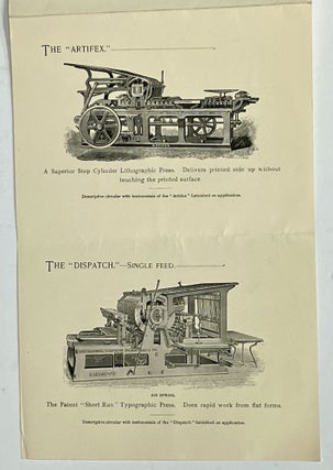 PROMOTIONAL LEAFLET. The Babcock Printing Press Manufacturing Co. World's Fair, Chicago. 1893.