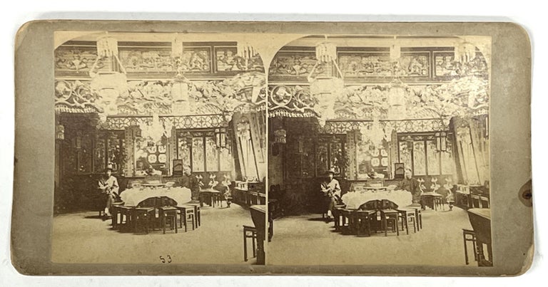 Item #51354 "CHINESE RESTAURANT / SAN FRANCISCO / CAL."; "53" at base of left image [part of the photograph]. San Francisco California Stereoview.