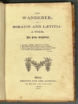 Item #51533 The WANDERER, or HORATIO And LAETITIA: A Poem, in Five Epistles. William - Douglas...