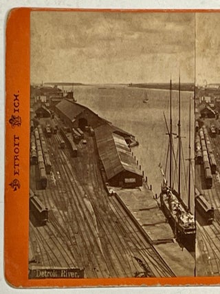 Item #51543 DETROIT RIVER. Detroit Mich. For Russell House Book Store. Michigan Stereoview