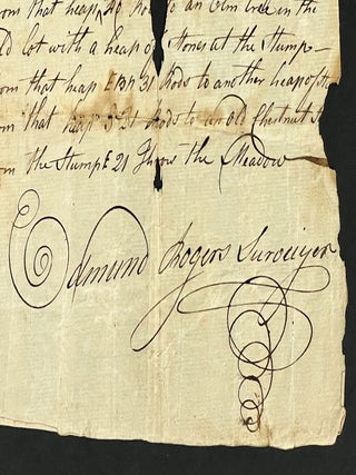 SURVEY DOCUMENT, SIGNED. "Discriptions of the Bounds &c"