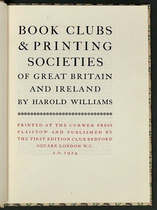 BOOK CLUBS & SOCIETIES Of GREAT BRITAIN And IRELAND.