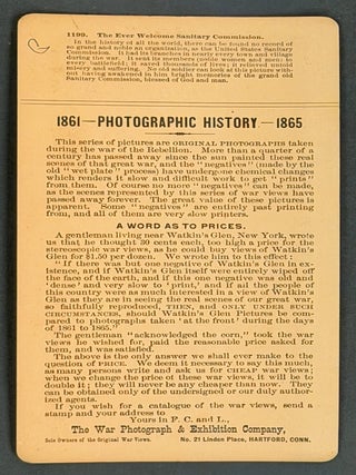 STEREOVIEW CARD. The Ever Welcome Sanitary Commission. 1199.