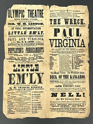 Item #52083 THEATRE PLAYBILL. LITTLE EM'LY. Being a Dramatic Version of the Celebrated...