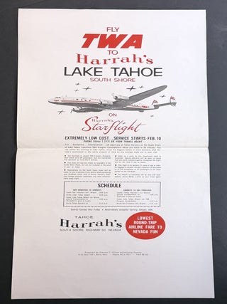ADVERTISING POSTER. TWA To HARRAH'S LAKE TAHOE South Shore.