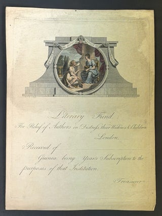 Item #52184 LITERARY FUND SUBSCRIPTION / DONATION FORM. Broadside, James - Engraver Caldwall