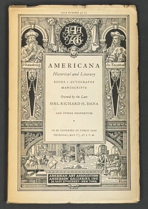 Item #52196 AMERICANA HISTORICAL And LITERARY. Books - Autographs - Manuscripts. In Settlement...