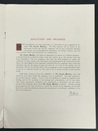 The PACIFIC MONTHLY. A Magazine of Education and Progress. Volume 1. Number 1.
