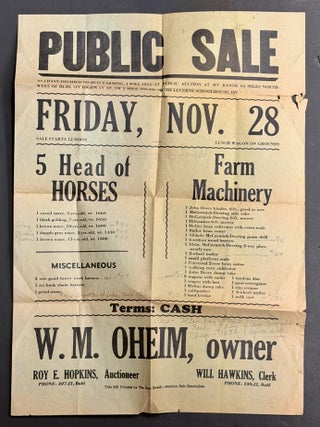 Item #52225 PUBLIC SALE. Friday, Nov. 28. Farm Auction Notice