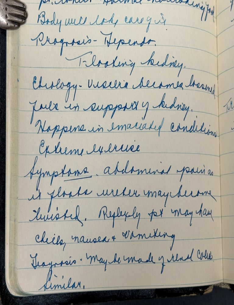 Item #52240 MANUSCRIPT NOTEBOOK Of A YOUNG NURSE At BELLEVUE HOSPITAL, New York City, in the Immediate Aftermath of World War I. Isabelle Helen Brothers, New York, of St. Lawrence County.