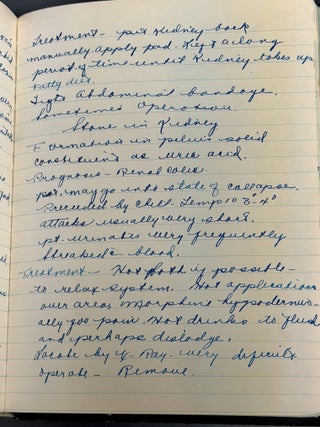 MANUSCRIPT NOTEBOOK Of A YOUNG NURSE At BELLEVUE HOSPITAL, New York City, in the Immediate Aftermath of World War I.