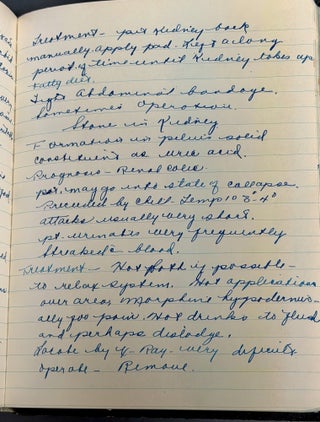 MANUSCRIPT NOTEBOOK Of A YOUNG NURSE At BELLEVUE HOSPITAL, New York City, in the Immediate Aftermath of World War I.