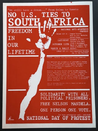 Item #52265 NO U.S. TIES To SOUTH AFRICA. Freedom in Our Lifetime. Political Protest Poster