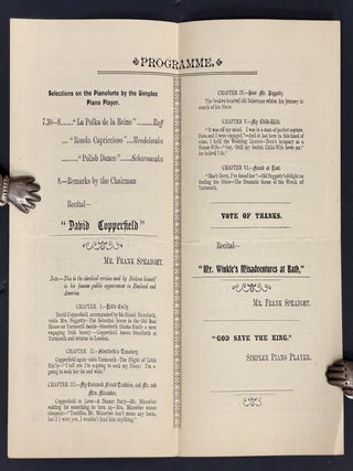 EVENT PROGRAMME. Programme of Recital by Mr. Frank Speaight, of "David Copperfield," in Six Chapters