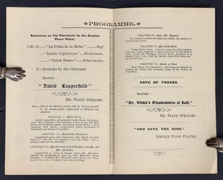 EVENT PROGRAMME. Programme of Recital by Mr. Frank Speaight, of "David Copperfield," in Six Chapters