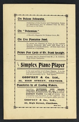 EVENT PROGRAMME. Programme of Recital by Mr. Frank Speaight, of "David Copperfield," in Six Chapters