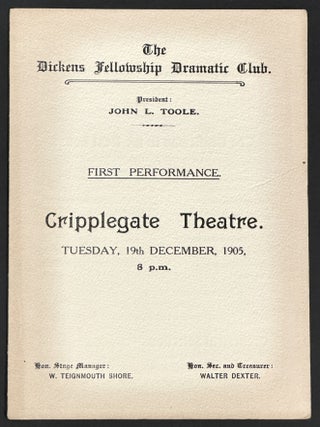 Item #52281 EVENT PROGRAMME. The Dickens Fellowship Dramatic Club. First Performance. Charles -...