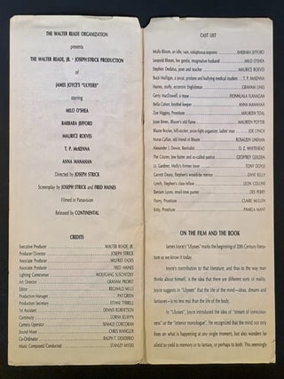 JAMES JOYCE'S ULYSSES. The Walter Reade, Jr. - Joseph Strick Production.