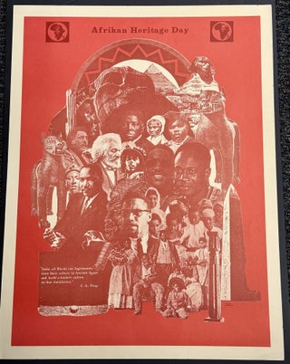 Item #52298 AFRIKAN HERITAGE DAY. Social History Poster, Cheikh Anta - Quoted. Boyd Diop, B. Akan...