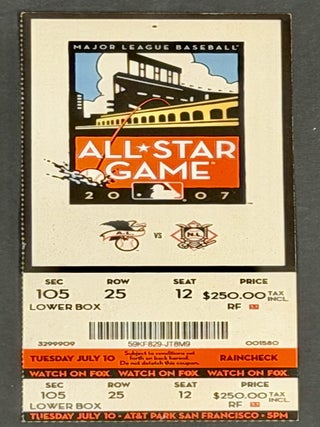 Item #52299 2007 MLB ALL STAR GAME TICKET STUB. Baseball Ephemera