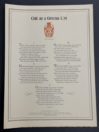 Item #52350 ODE On A GRECIAN URN. John Keats